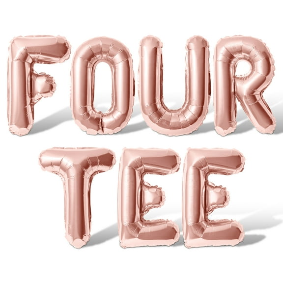 Letter Balloons - FOUR TEE 16" Inch Alphabet Letters Foil Mylar Balloon 40th Birthday Party Banner (Rose Gold)
