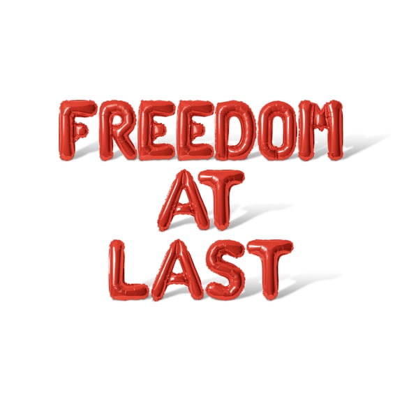 Letter Balloons - FREEDOM AT LAST 16" Inch Alphabet Letters Foil Mylar Balloon Retirement Party Banner (Red)