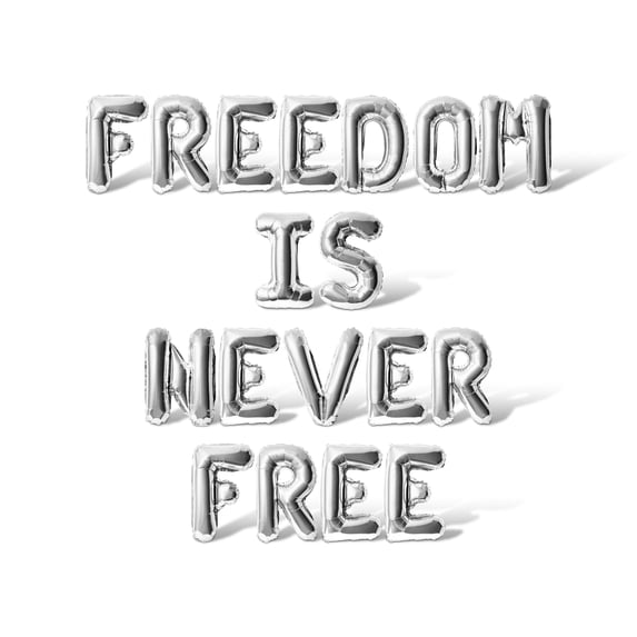Letter Balloons - FREEDOM IS NEVER FREE 16" Inch Alphabet Letters Foil Mylar Balloon 4th of July Party Banner (Silver)