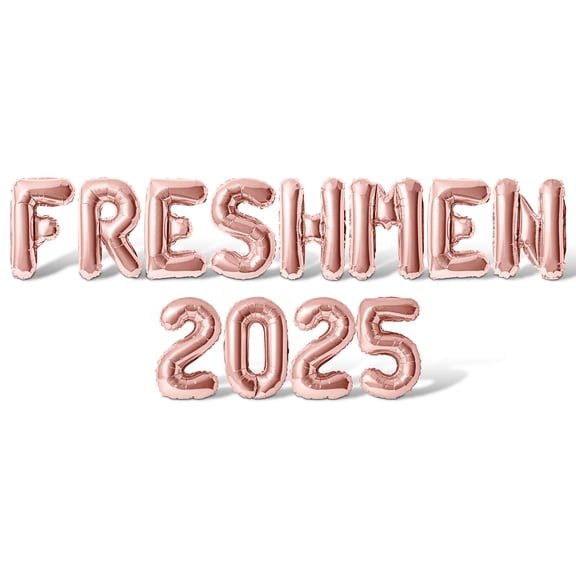 Letter Balloons - FRESHMEN 2025 16" Inch Alphabet Letters Foil Mylar Balloon Freshman Year Party Banner (Rose Gold)