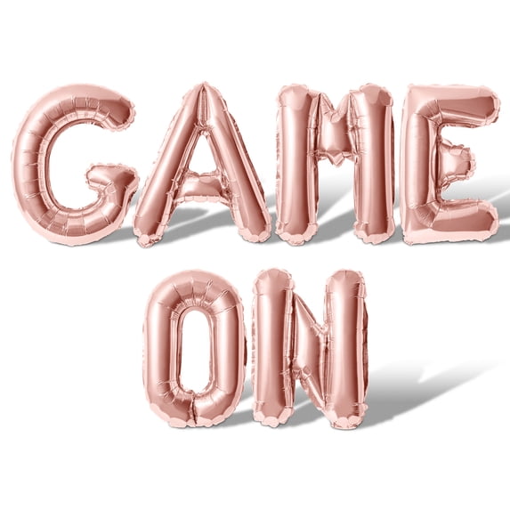 Letter Balloons - GAME ON 16" Inch Alphabet Letters Foil Mylar Balloon Birthday Party Banner (Rose Gold)