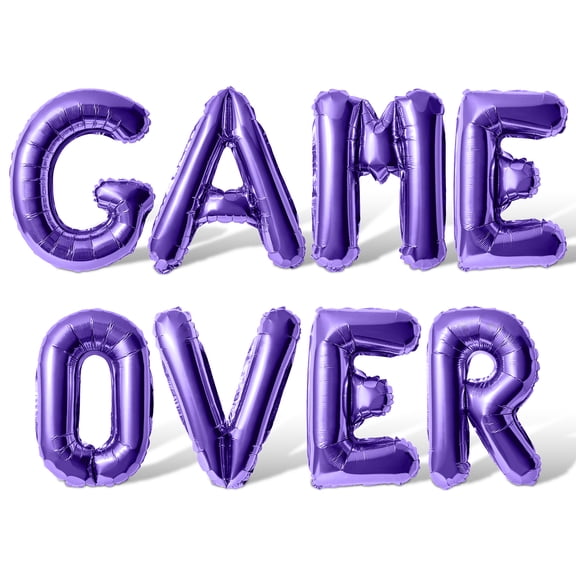 Letter Balloons - GAME OVER 16" Inch Alphabet Letters Foil Mylar Balloon Birthday Party Banner (Purple)