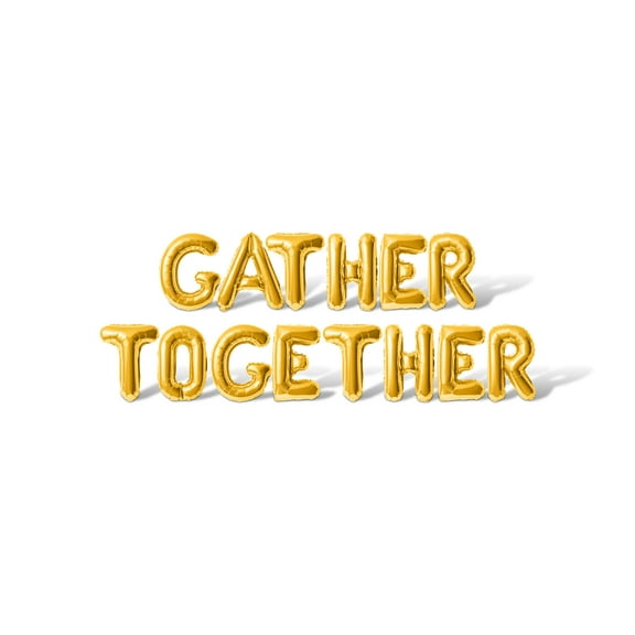 Letter Balloons - GATHER TOGETHER 16" Inch Alphabet Letters Foil Mylar Balloon Thanksgiving Party Banner (Gold)