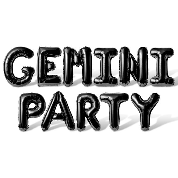 Letter Balloons - GEMINI PARTY 16" Inch Alphabet Letters Foil Mylar Balloon Gemini Birthday Party Banner (Black)