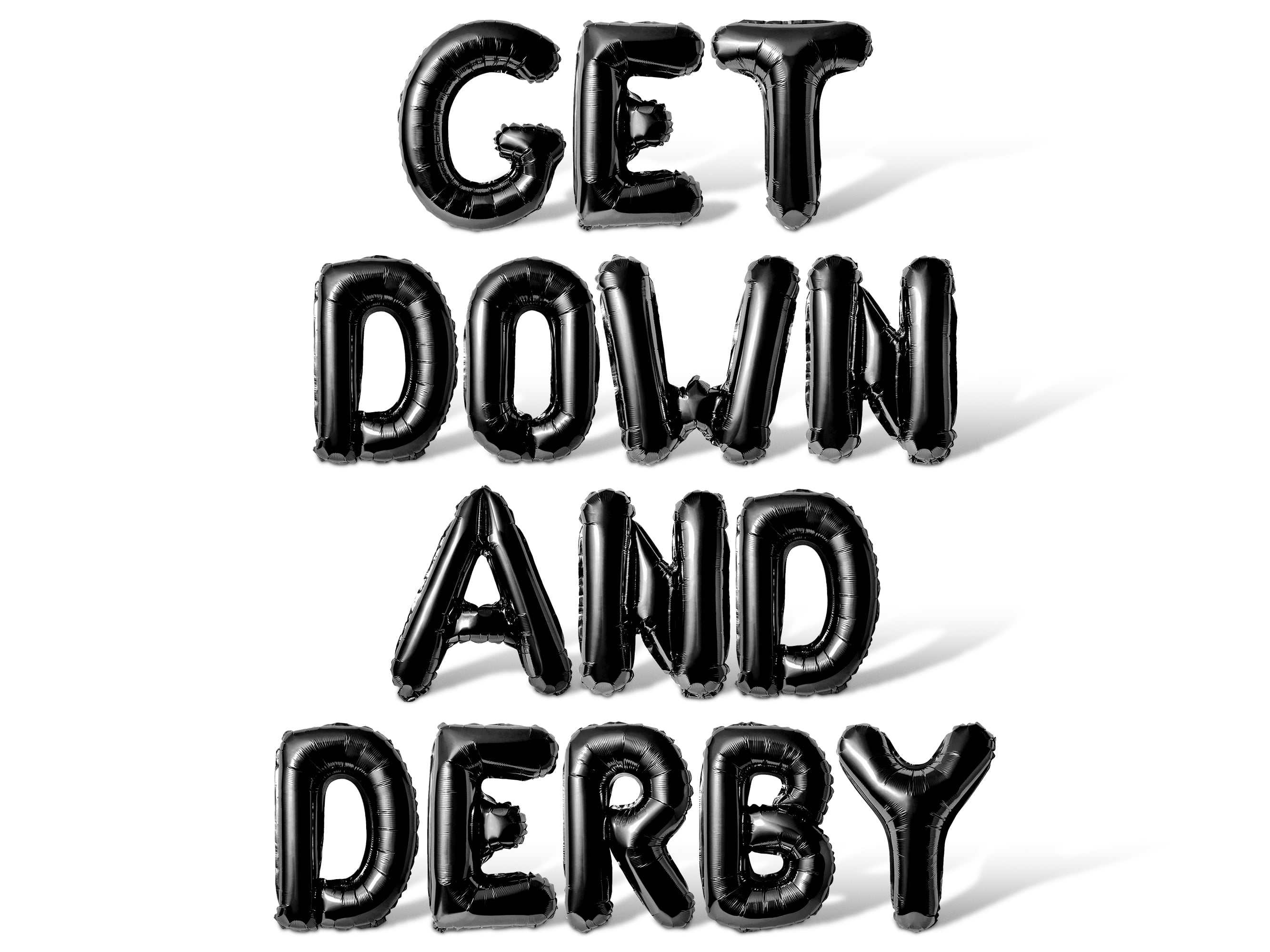 Letter Balloons - GET DOWN AND DERBY 16" Inch Alphabet Letters Foil Mylar Balloon Kentucky Derby Day Party Banner (Black)