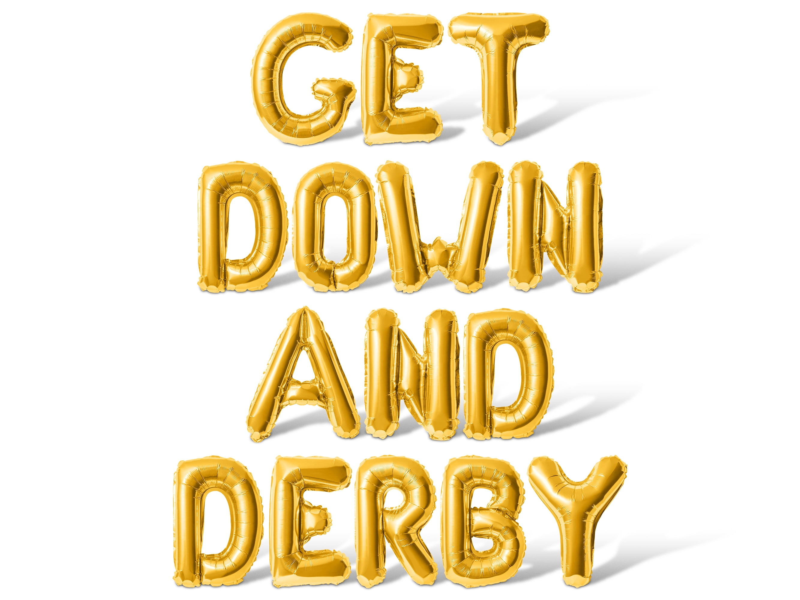 Letter Balloons - GET DOWN AND DERBY 16" Inch Alphabet Letters Foil Mylar Balloon Kentucky Derby Day Party Banner (Gold)