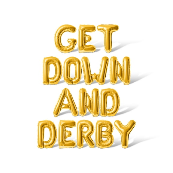Letter Balloons - GET DOWN AND DERBY 16" Inch Alphabet Letters Foil Mylar Balloon Kentucky Derby Day Party Banner (Gold)