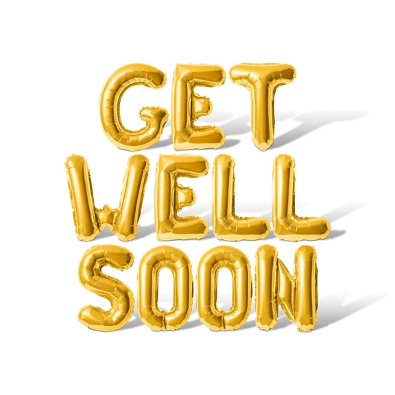 Letter Balloons - GET WELL SOON 16" Inch Alphabet Letters Foil Mylar Balloon Well Wishes Party Banner (Gold)