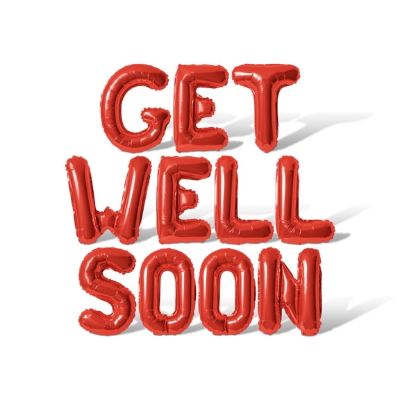 Letter Balloons - GET WELL SOON 16" Inch Alphabet Letters Foil Mylar Balloon Well Wishes Party Banner (Red)