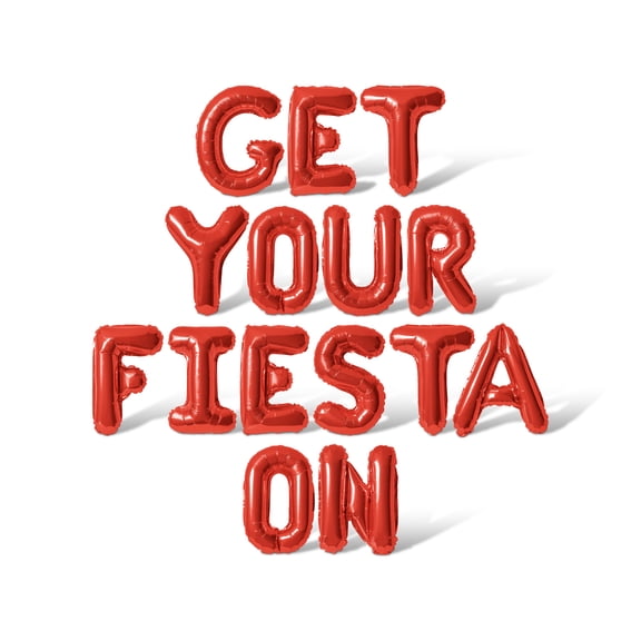 Letter Balloons - GET YOUR FIESTA ON 16" Inch Alphabet Letters Foil Mylar Balloon Cinco de Mayo Party Banner (Red)