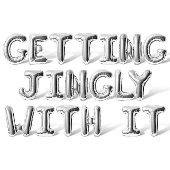 Letter Balloons - GETTING JINGLY WITH IT 16" Inch Alphabet Letters Foil Mylar Balloon Christmas Party Banner (Silver)