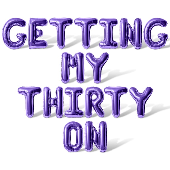Letter Balloons - GETTING MY THIRTY ON 16" Inch Alphabet Letters Foil Mylar Balloon 30th Birthday Party Banner (Purple)