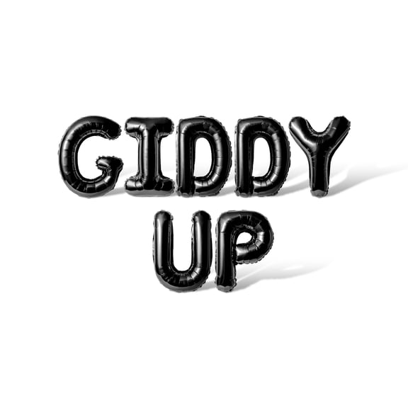 Letter Balloons - GIDDY UP 16" Inch Alphabet Letters Foil Mylar Balloon Bachelorette or Bridal Shower Party Banner (Black)