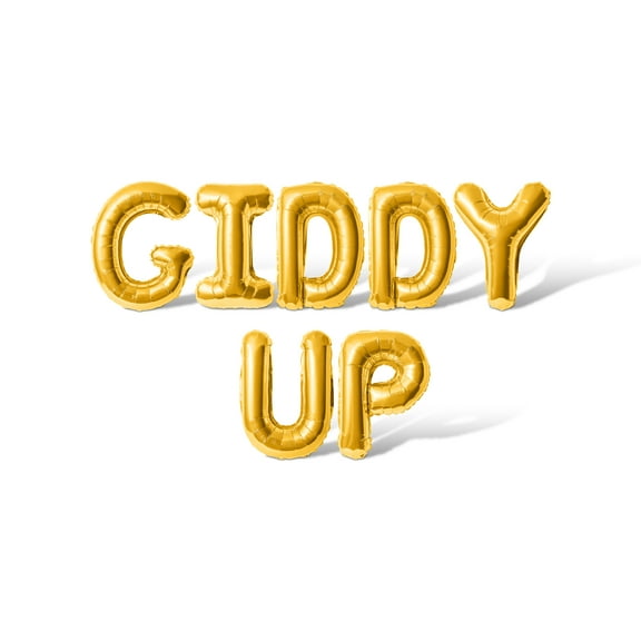 Letter Balloons - GIDDY UP 16" Inch Alphabet Letters Foil Mylar Balloon Bachelorette or Bridal Shower Party Banner (Gold)