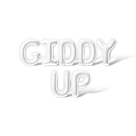 Letter Balloons - GIDDY UP 16" Inch Alphabet Letters Foil Mylar Balloon Bachelorette or Bridal Shower Party Banner (White)