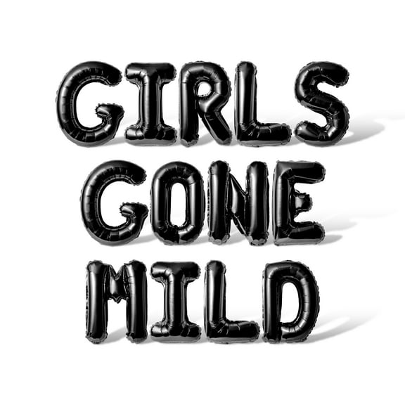 Letter Balloons - GIRLS GONE MILD 16" Inch Alphabet Letters Foil Mylar Balloon Bachelorette or Bridal Shower Party Banner (Black)