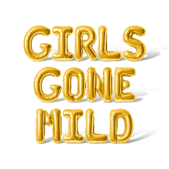 Letter Balloons - GIRLS GONE MILD 16" Inch Alphabet Letters Foil Mylar Balloon Bachelorette or Bridal Shower Party Banner (Gold)