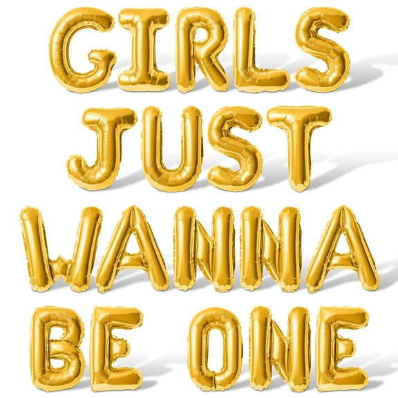 Letter Balloons - GIRLS JUST WANNA BE ONE 16" Inch Alphabet Letters Foil Mylar Balloon 1st Birthday Party Banner (Gold)