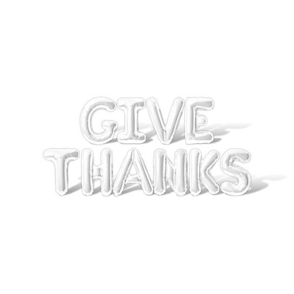 Letter Balloons - GIVE THANKS 16" Inch Alphabet Letters Foil Mylar Balloon Thanksgiving Party Banner (White)