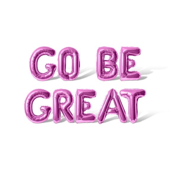 Letter Balloons - GO BE GREAT 16" Inch Alphabet Letters Foil Mylar Balloon Graduation Day Party Banner (Pink)