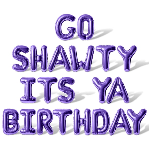 Letter Balloons - GO SHAWTY ITS YA BIRTHDAY 16" Inch Alphabet Letters Foil Mylar Balloon Birthday Party Banner (Purple)