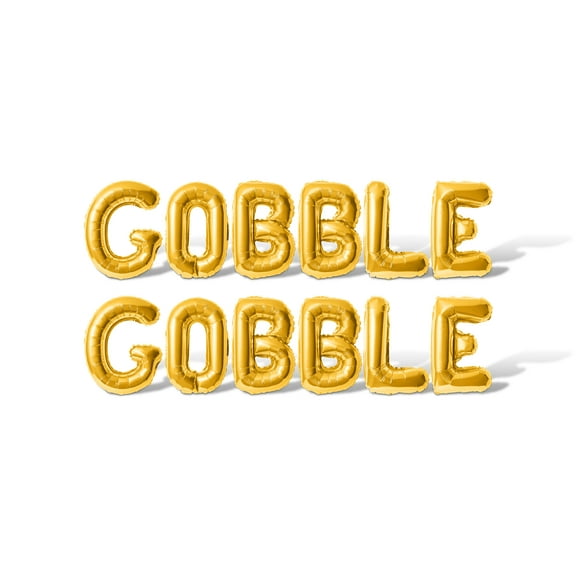 Letter Balloons - GOBBLE GOBBLE 16" Inch Alphabet Letters Foil Mylar Balloon Thanksgiving Party Banner (Gold)