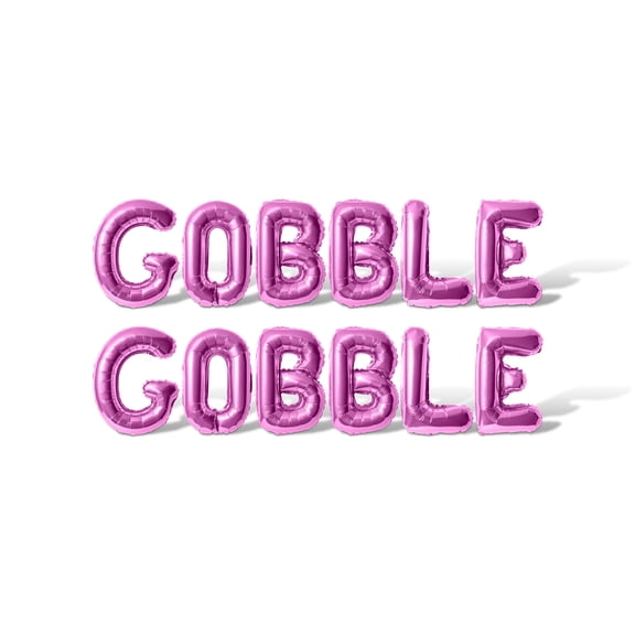 Letter Balloons - GOBBLE GOBBLE 16" Inch Alphabet Letters Foil Mylar Balloon Thanksgiving Party Banner (Pink)