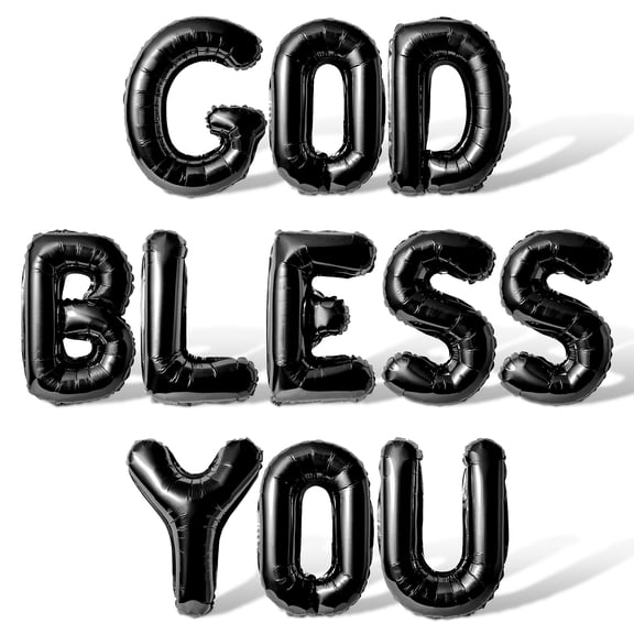 Letter Balloons - GOD BLESS YOU 16" Inch Alphabet Letters Foil Mylar Balloon Confirmation Party Banner (Black)
