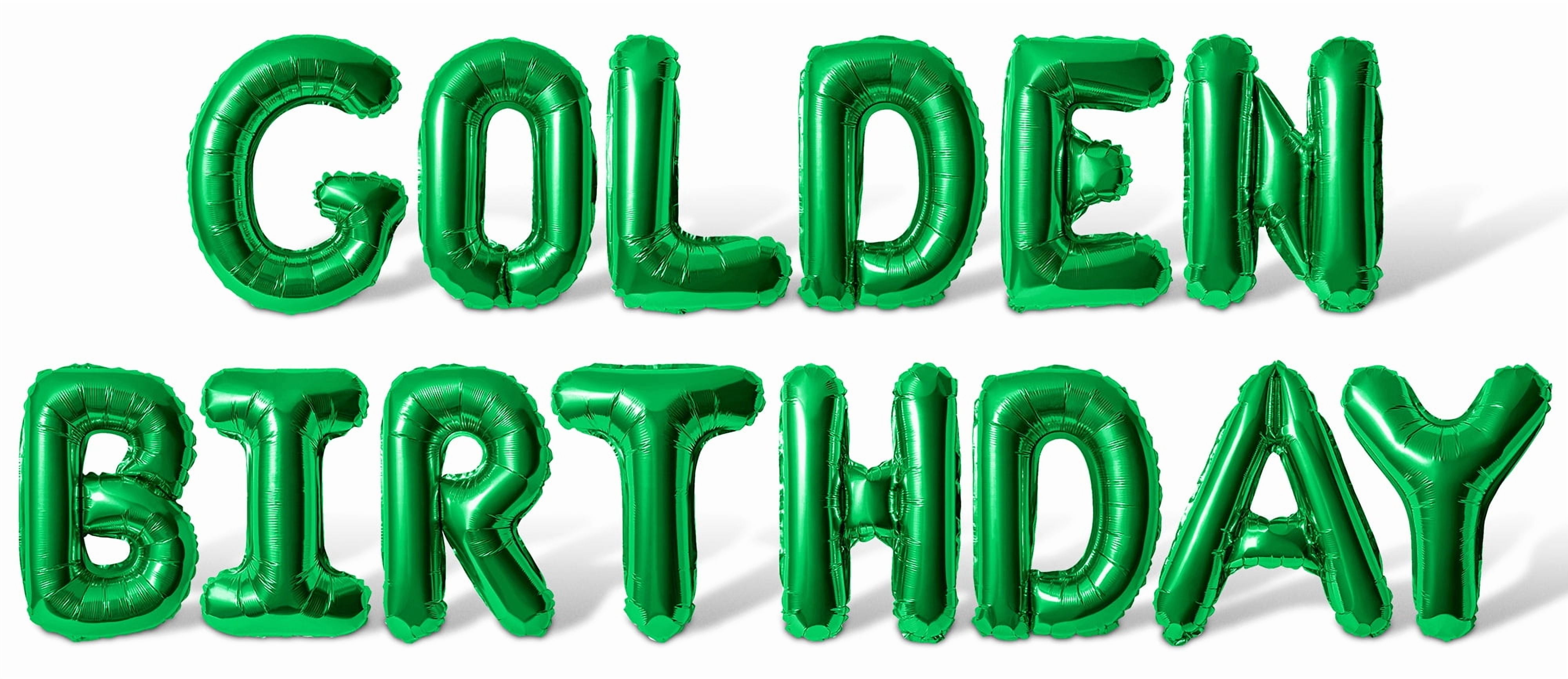Letter Balloons - GOLDEN BIRTHDAY 16" Inch Alphabet Letters Foil Mylar Balloon Golden Birthday Party Banner (Green)