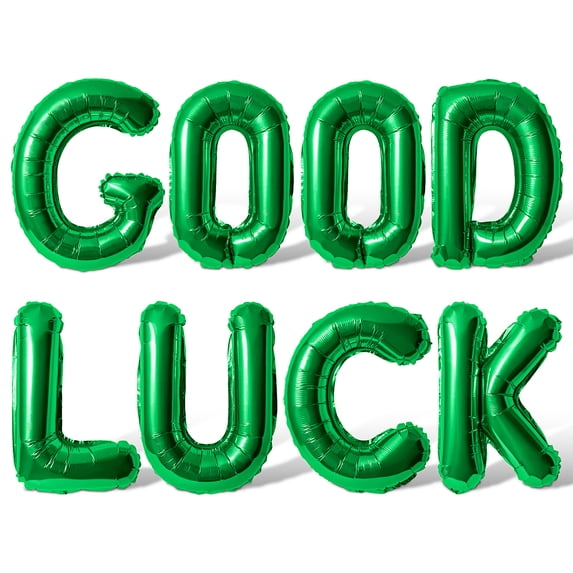 Letter Balloons - GOOD LUCK 16" Inch Alphabet Letters Foil Mylar Balloon Going Away Party Banner (Green)