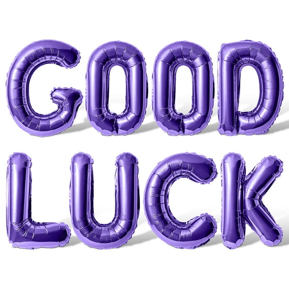 Letter Balloons - GOOD LUCK 16" Inch Alphabet Letters Foil Mylar Balloon Going Away Party Banner (Purple)