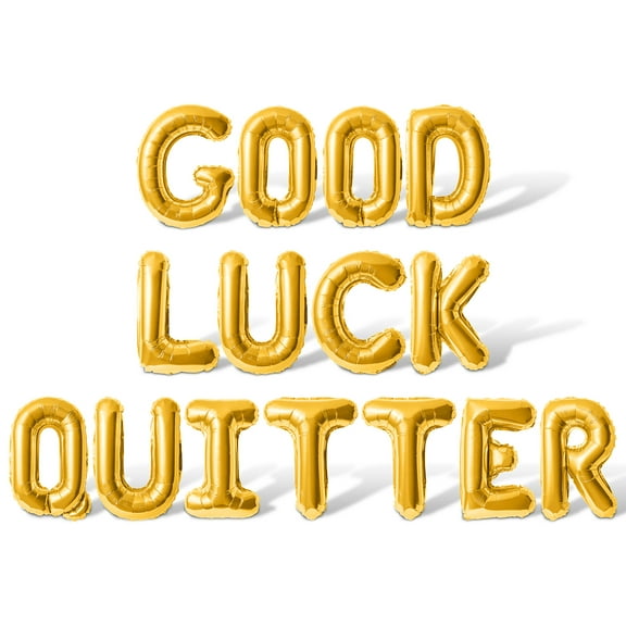 Letter Balloons - GOOD LUCK QUITTER 16" Inch Alphabet Letters Foil Mylar Balloon Retirement Party Banner (Gold)