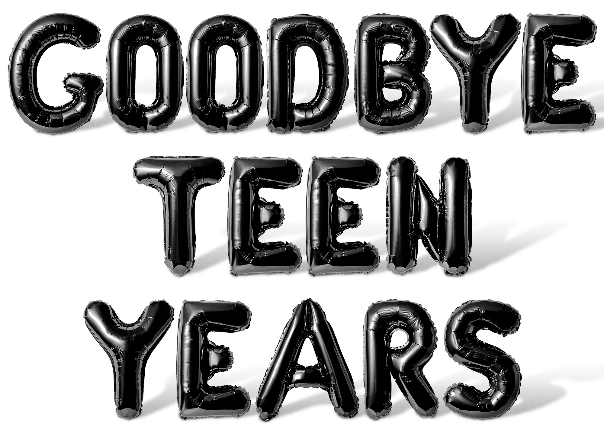 Letter Balloons - GOODBYE TEEN YEARS 16" Inch Alphabet Letters Foil Mylar Balloon 20th Birthday Party Banner (Black)