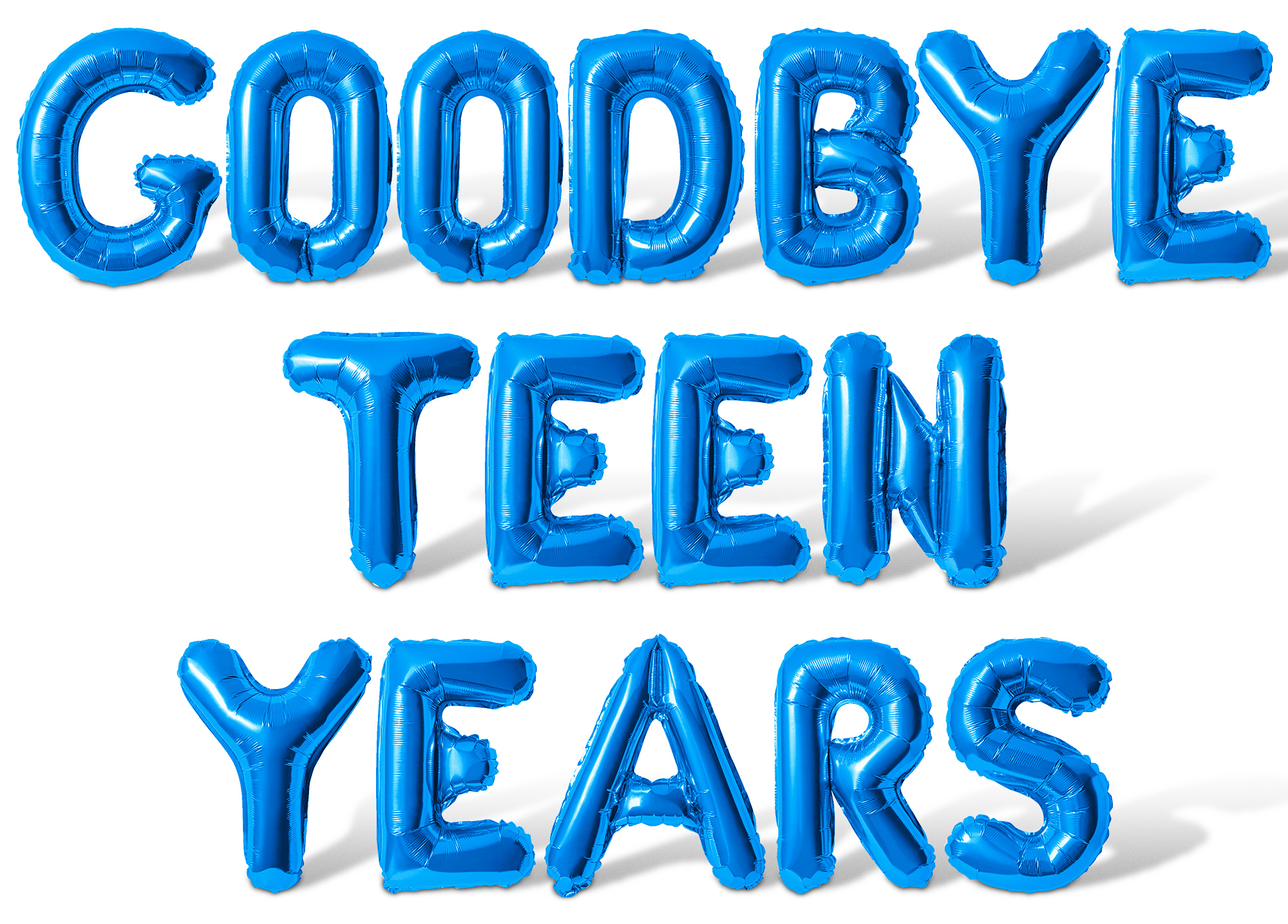 Letter Balloons - GOODBYE TEEN YEARS 16" Inch Alphabet Letters Foil Mylar Balloon 20th Birthday Party Banner (Blue)