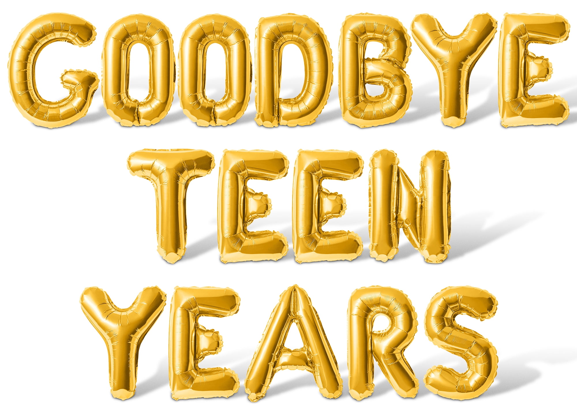 Letter Balloons - GOODBYE TEEN YEARS 16" Inch Alphabet Letters Foil Mylar Balloon 20th Birthday Party Banner (Gold)