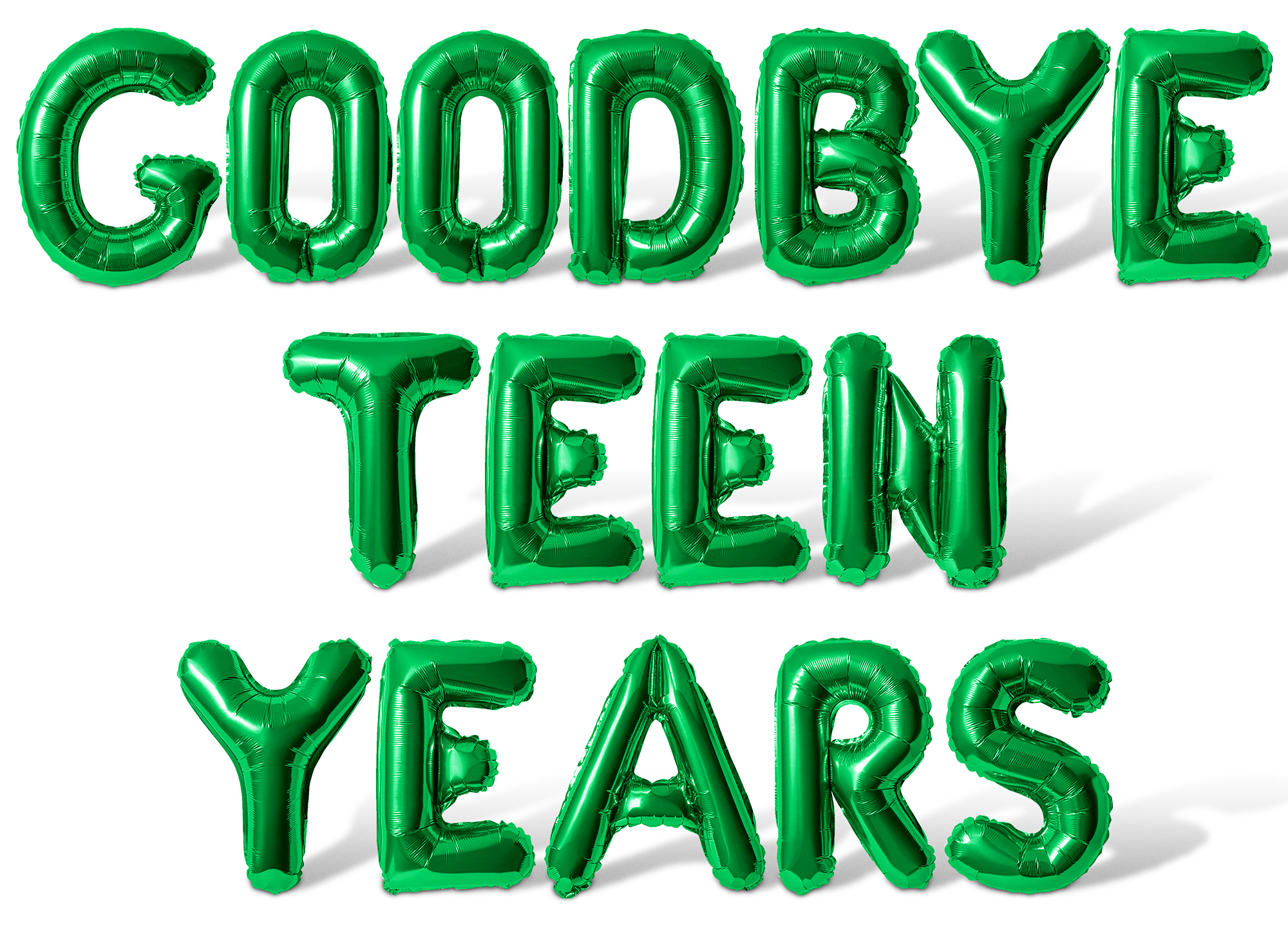 Letter Balloons - GOODBYE TEEN YEARS 16" Inch Alphabet Letters Foil Mylar Balloon 20th Birthday Party Banner (Green)