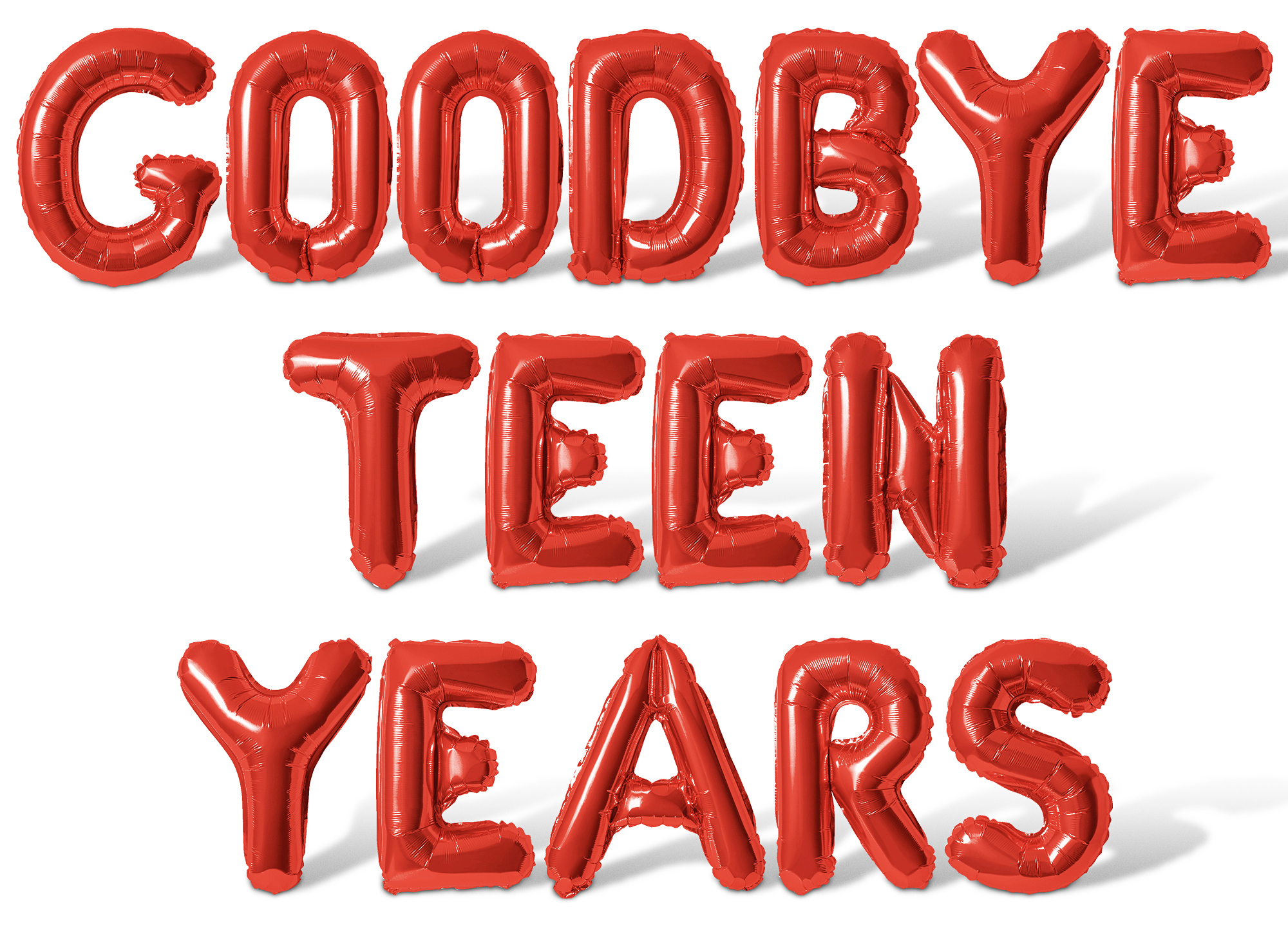 Letter Balloons - GOODBYE TEEN YEARS 16" Inch Alphabet Letters Foil Mylar Balloon 20th Birthday Party Banner (Red)