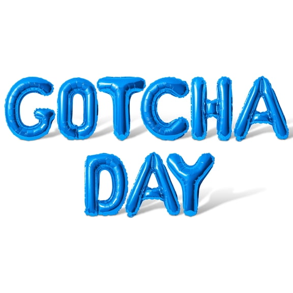 Letter Balloons - GOTCHA DAY 16" Inch Alphabet Letters Foil Mylar Balloon Pet Adoption Day Party Banner (Blue)