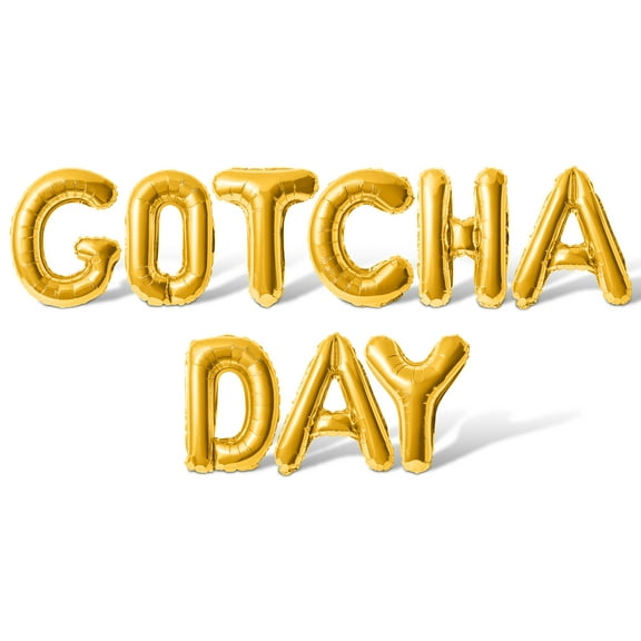 Letter Balloons - GOTCHA DAY 16" Inch Alphabet Letters Foil Mylar Balloon Pet Adoption Day Party Banner (Gold)