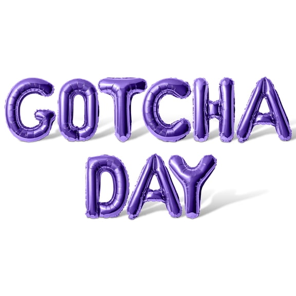 Letter Balloons - GOTCHA DAY 16" Inch Alphabet Letters Foil Mylar Balloon Pet Adoption Day Party Banner (Purple)