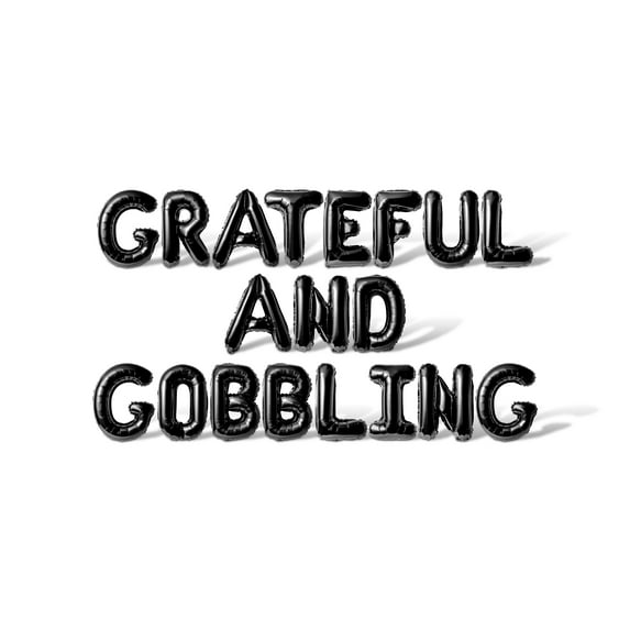 Letter Balloons - GRATEFUL AND GOBBLING 16" Inch Alphabet Letters Foil Mylar Balloon Thanksgiving Party Banner (Black)