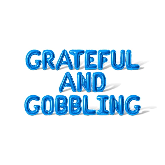 Letter Balloons - GRATEFUL AND GOBBLING 16" Inch Alphabet Letters Foil Mylar Balloon Thanksgiving Party Banner (Blue)