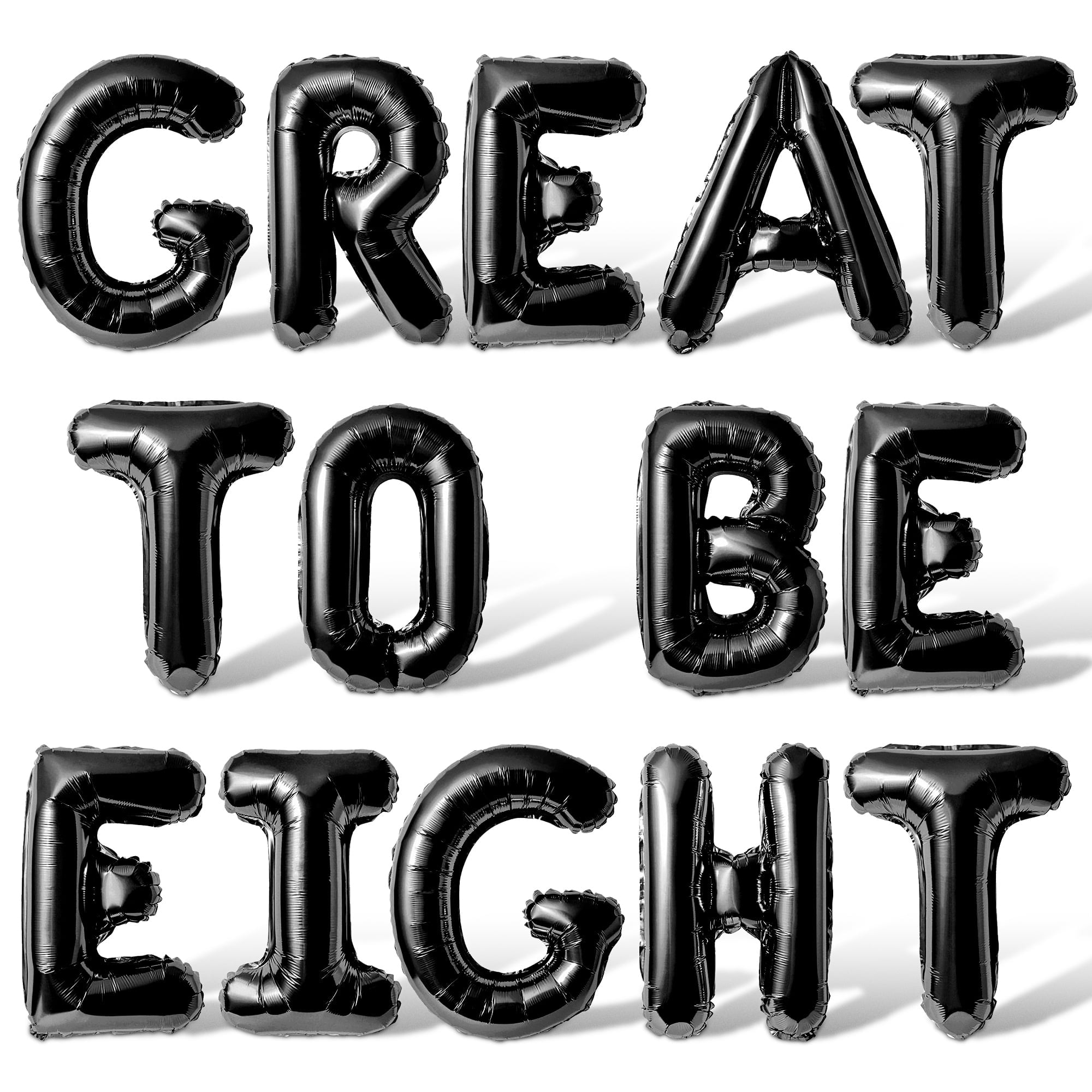Letter Balloons - GREAT TO BE EIGHT 16" Inch Alphabet Letters Foil Mylar Balloon 8th Birthday Party Banner (Black)
