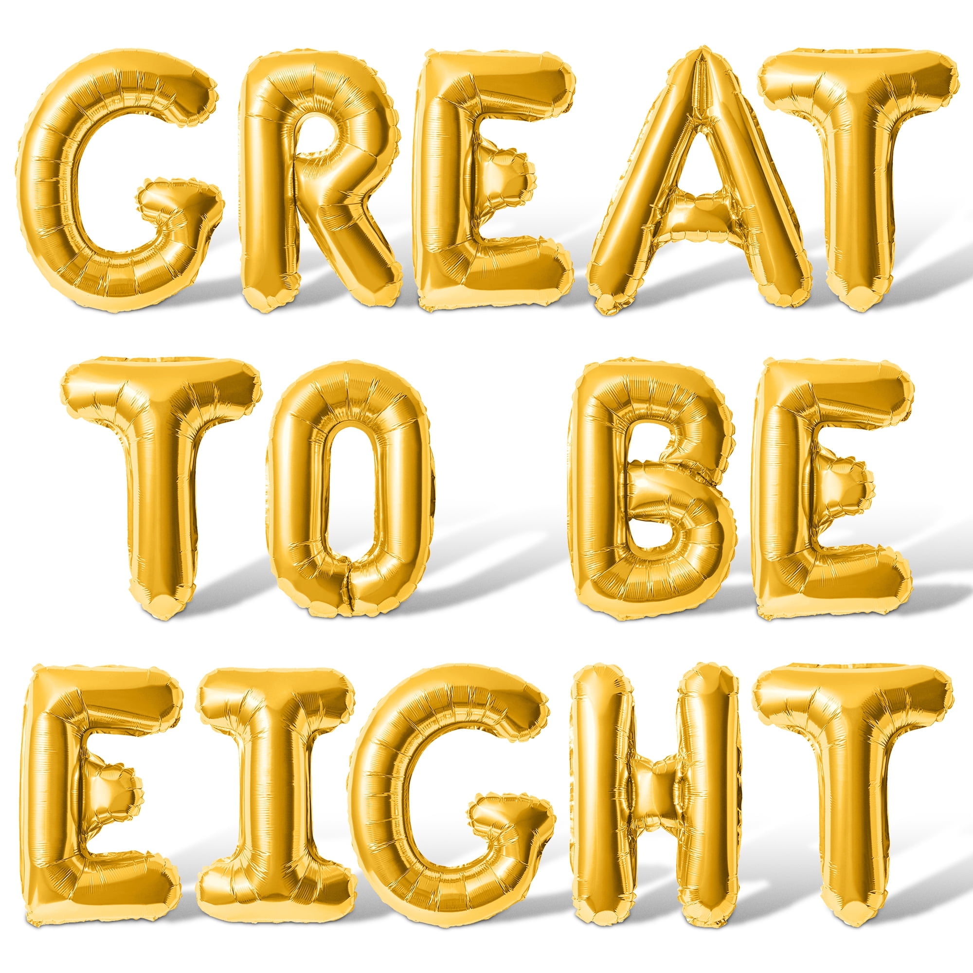 Letter Balloons - GREAT TO BE EIGHT 16" Inch Alphabet Letters Foil Mylar Balloon 8th Birthday Party Banner (Gold)