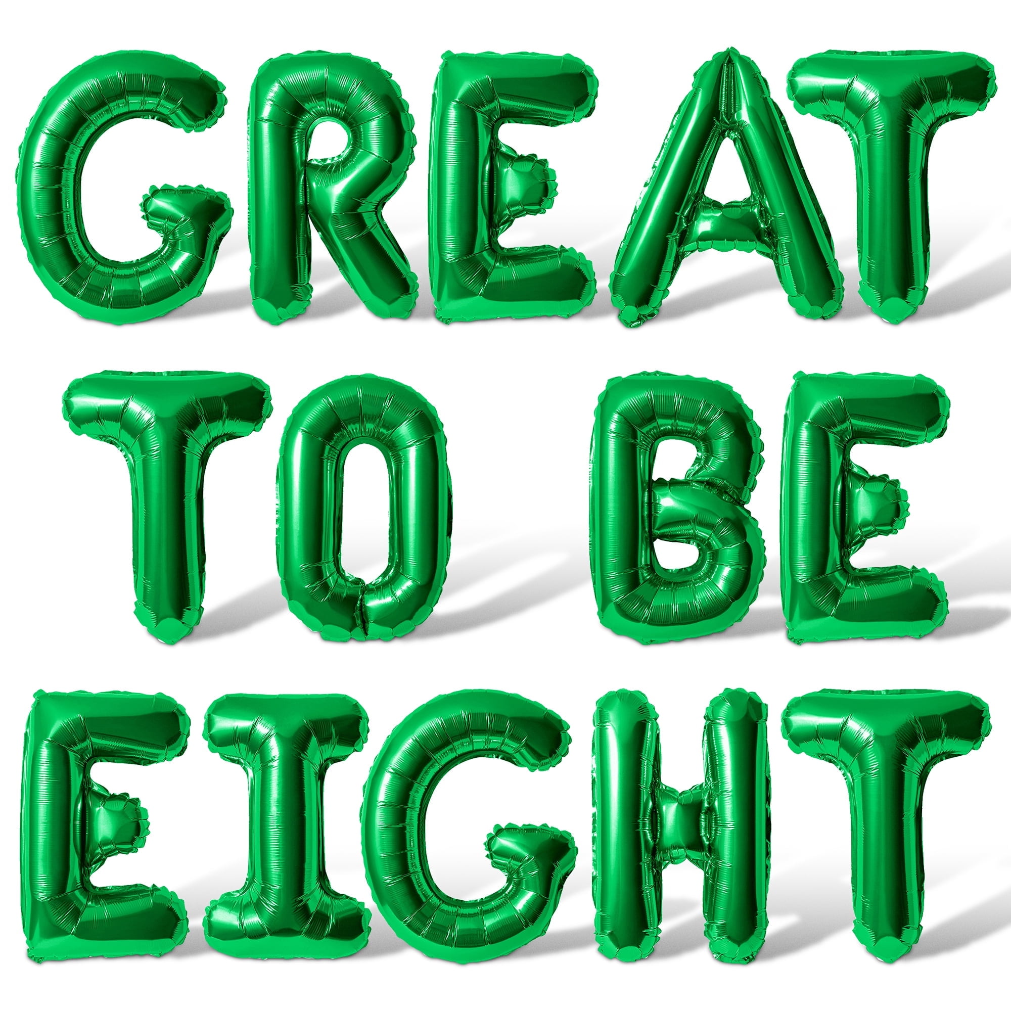 Letter Balloons - GREAT TO BE EIGHT 16" Inch Alphabet Letters Foil Mylar Balloon 8th Birthday Party Banner (Green)