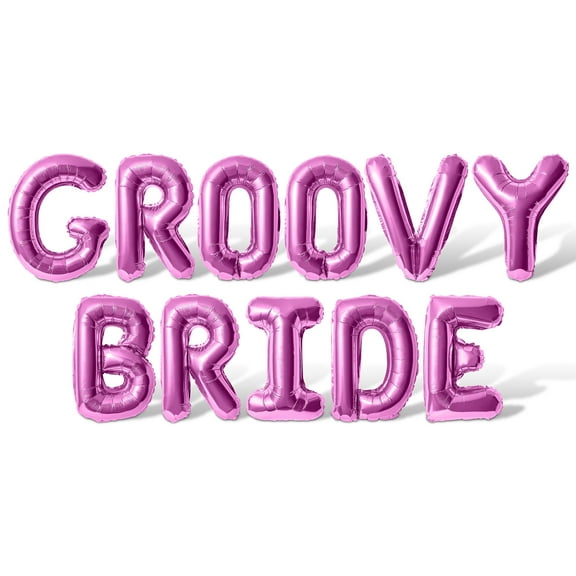 Letter Balloons - GROOVY BRIDE 16" Inch Alphabet Letters Foil Mylar Balloon Bachelorette Party Banner (Pink)
