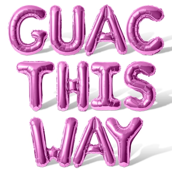 Letter Balloons - GUAC THIS WAY 16" Inch Alphabet Letters Foil Mylar Balloon Cinco De Mayo Party Banner (Pink)