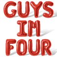thumbnail image 1 of Letter Balloons - GUYS IM FOUR 16" Inch Alphabet Letters Foil Mylar Balloon 4th Birthday Party Banner (Red), 1 of 5