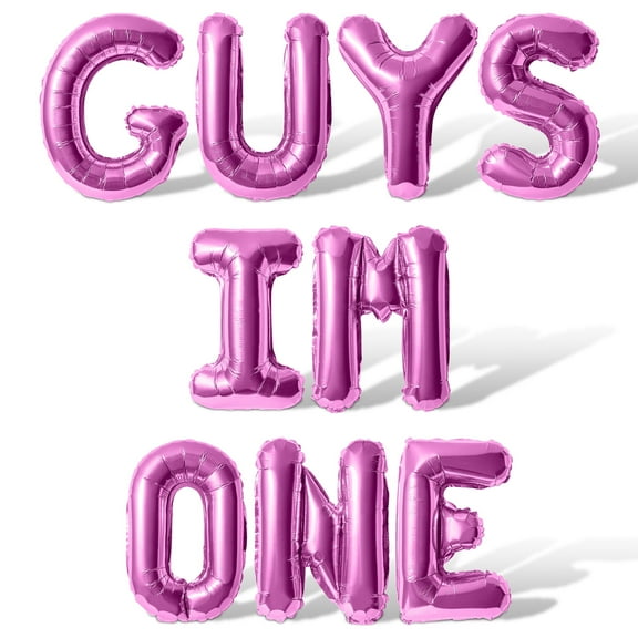 Letter Balloons - GUYS IM ONE 16" Inch Alphabet Letters Foil Mylar Balloon 1st Birthday Party Banner (Pink)