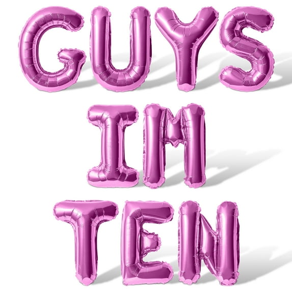 Letter Balloons - GUYS IM TEN 16" Inch Alphabet Letters Foil Mylar Balloon 10th Birthday Party Banner (Pink)